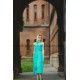 Boho Style Ukrainian Embroidered Maxi Narrow Dress Mint